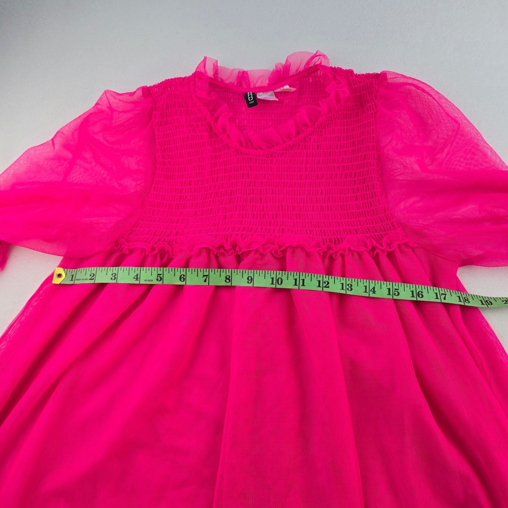 H&M Divided Dress Netflix To All The Boys Pink Ruffle Smocked Babydoll Large - Picture 9 of 10